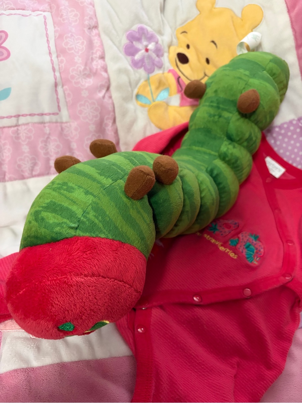 Vintage Y2K Carters 3-6M Eric Carle Caterpillar Plush + Strawberries Sleeper - Picture 12 of 15
